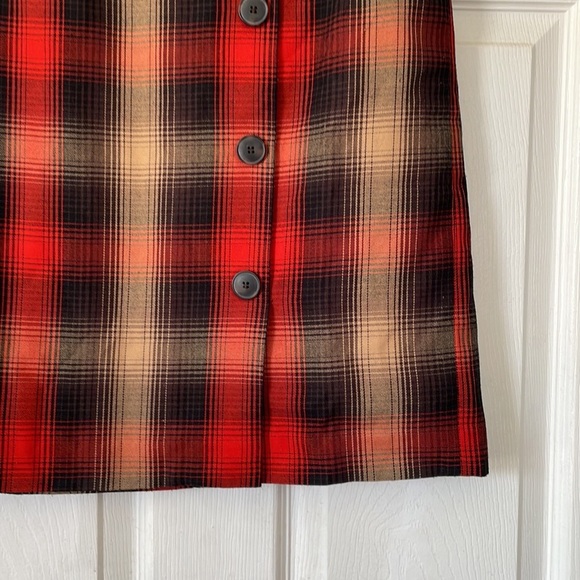 Cato Plad flannel fall orange red black side button side zipper midi skirt sz 8 - Picture 3 of 16